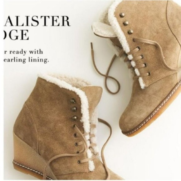 J. Crew MacAlister Wedge Suede Shearling Ankle Boots - 7 - Picture 15 of 16